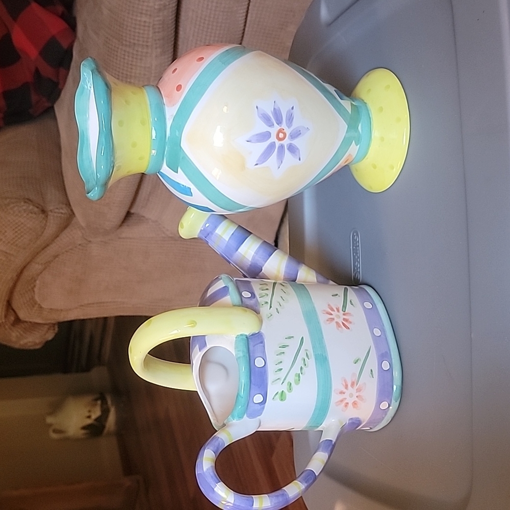 Vase and watering can for decorating